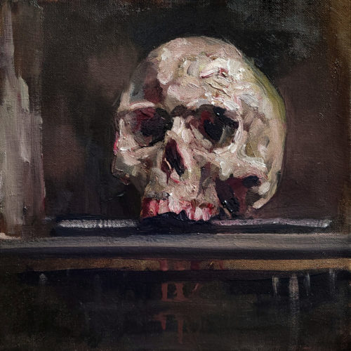 ​Pierre Halé oil painting, Human skull II